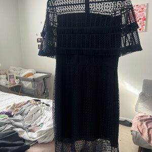 ELIE TAHARI NAVY BLUE Eyelet Dress